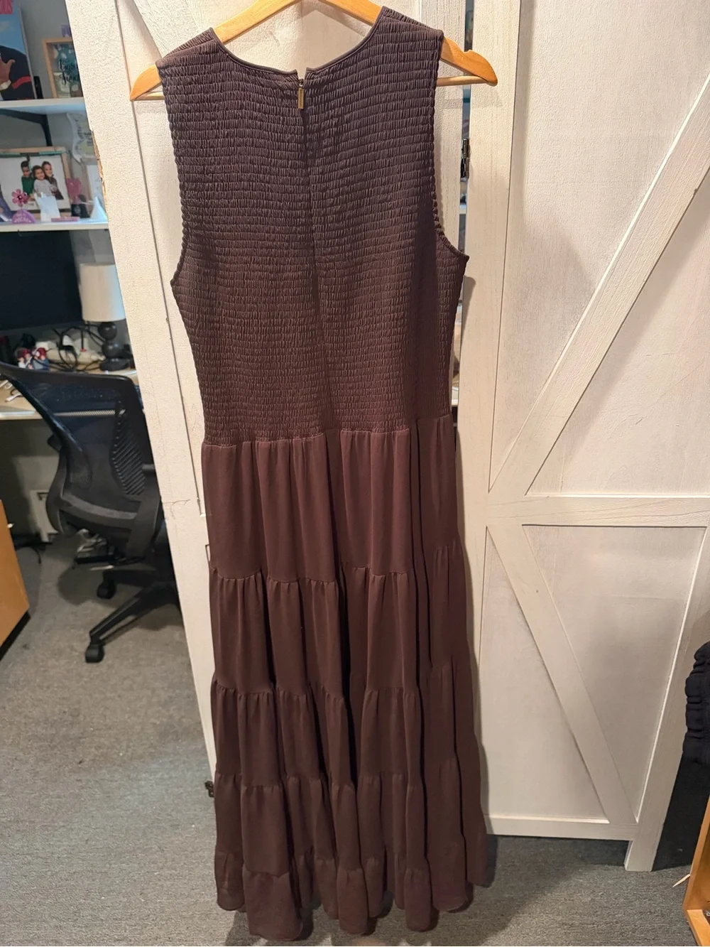 Sleeveless Brown Tiered Maxi Dress - Michael Kors